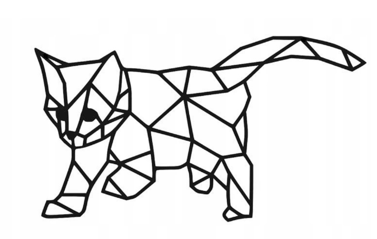 Geometrická 3D nástěnná dekorace Kočka 65 cm