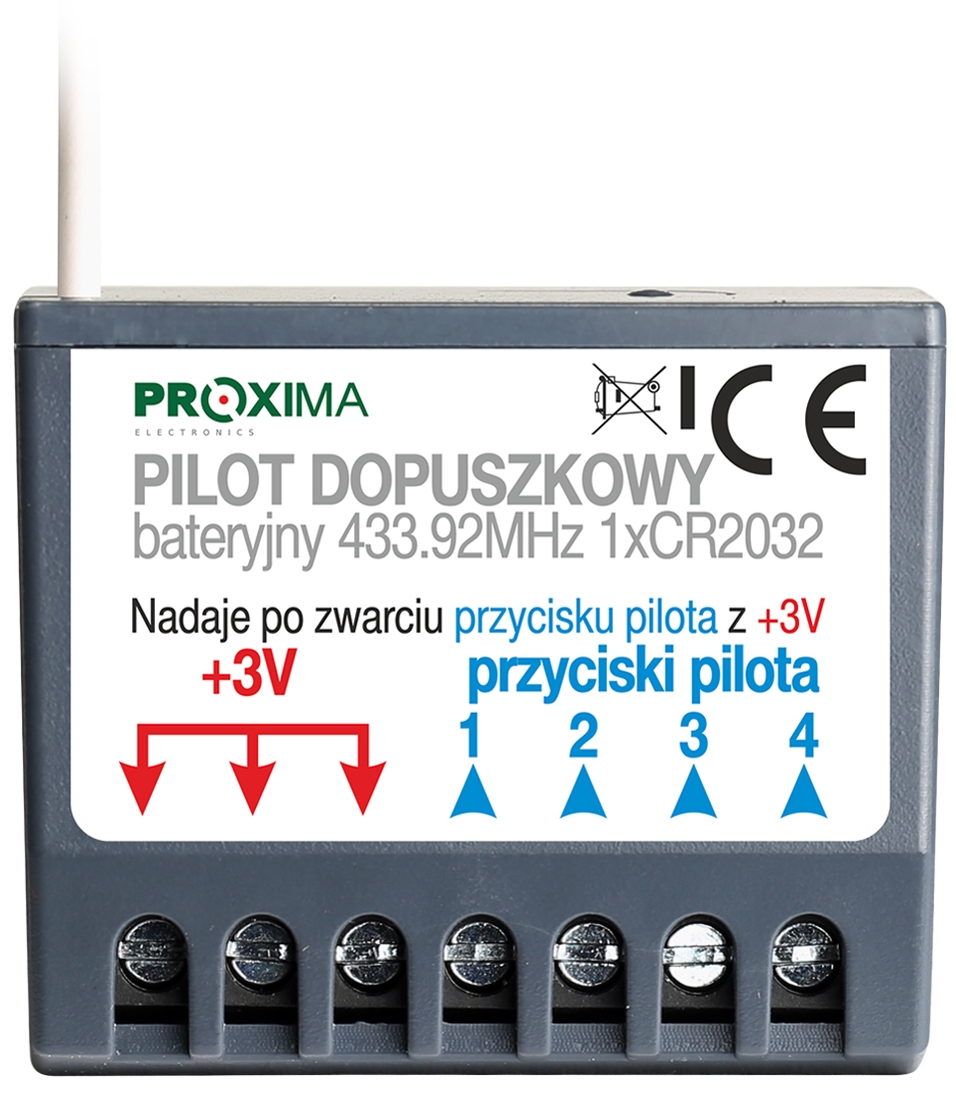 Dálkový Ovladač Pdb pro bránu Nice Flor se skrytým vypínačem