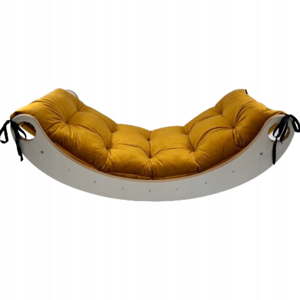 Drewniany Bujak Montessori dla Dziecka Mały + poduszka welurowa karmel