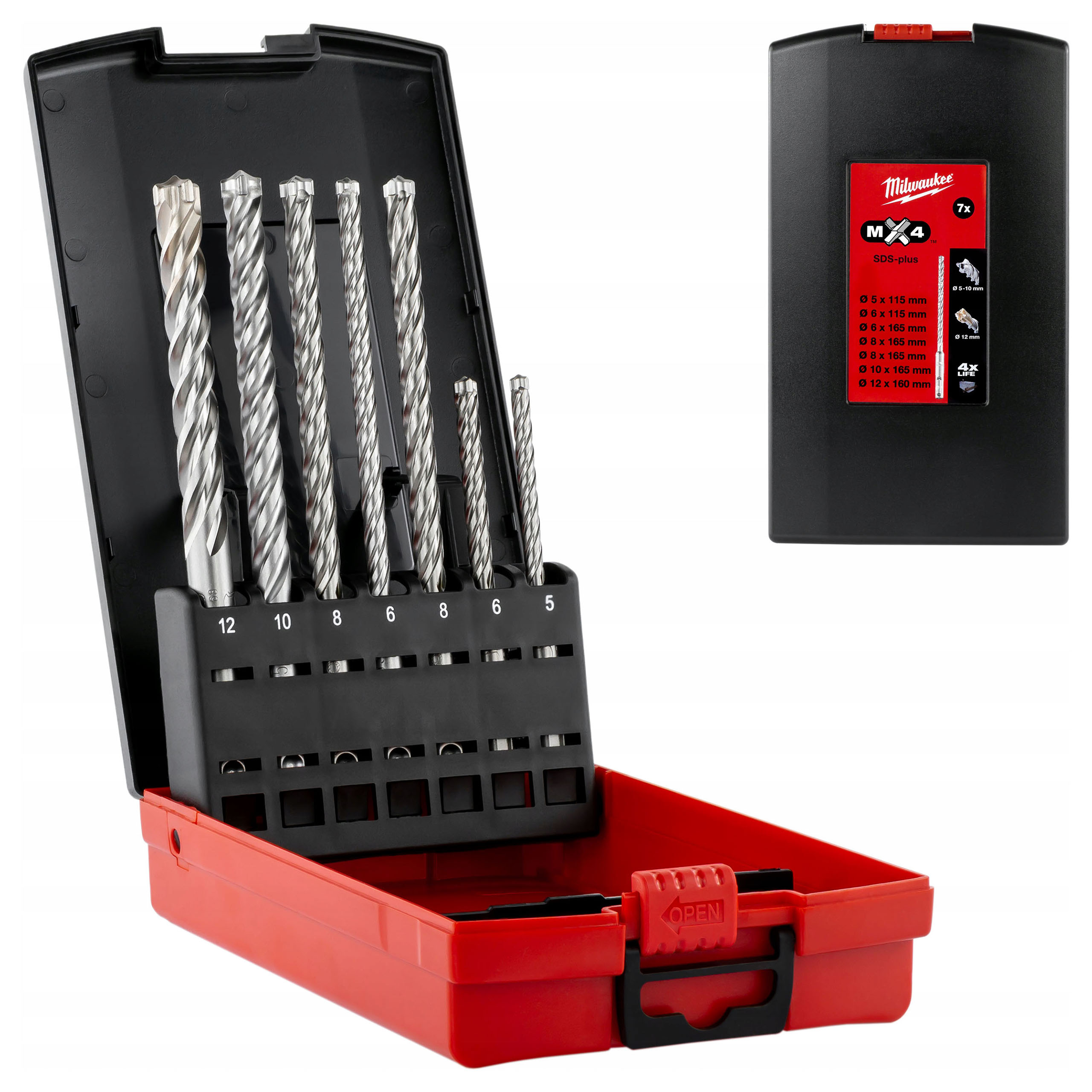 Zestaw wierteł do betonu zbrojonego Sds Plus 5-12 mm 7 elem. Milwaukee MX4