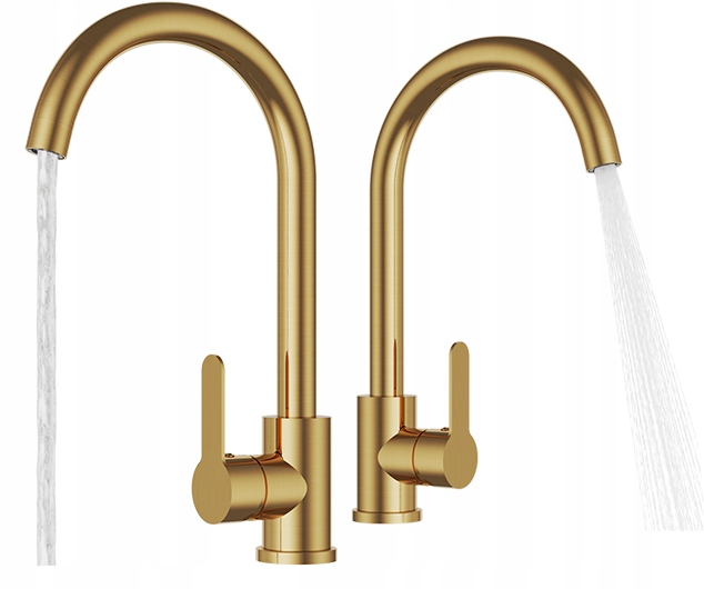 Kuchynská Batéria S Zaobleným Výtokom Prestige Plus Brúsený Zlatý Kohútik