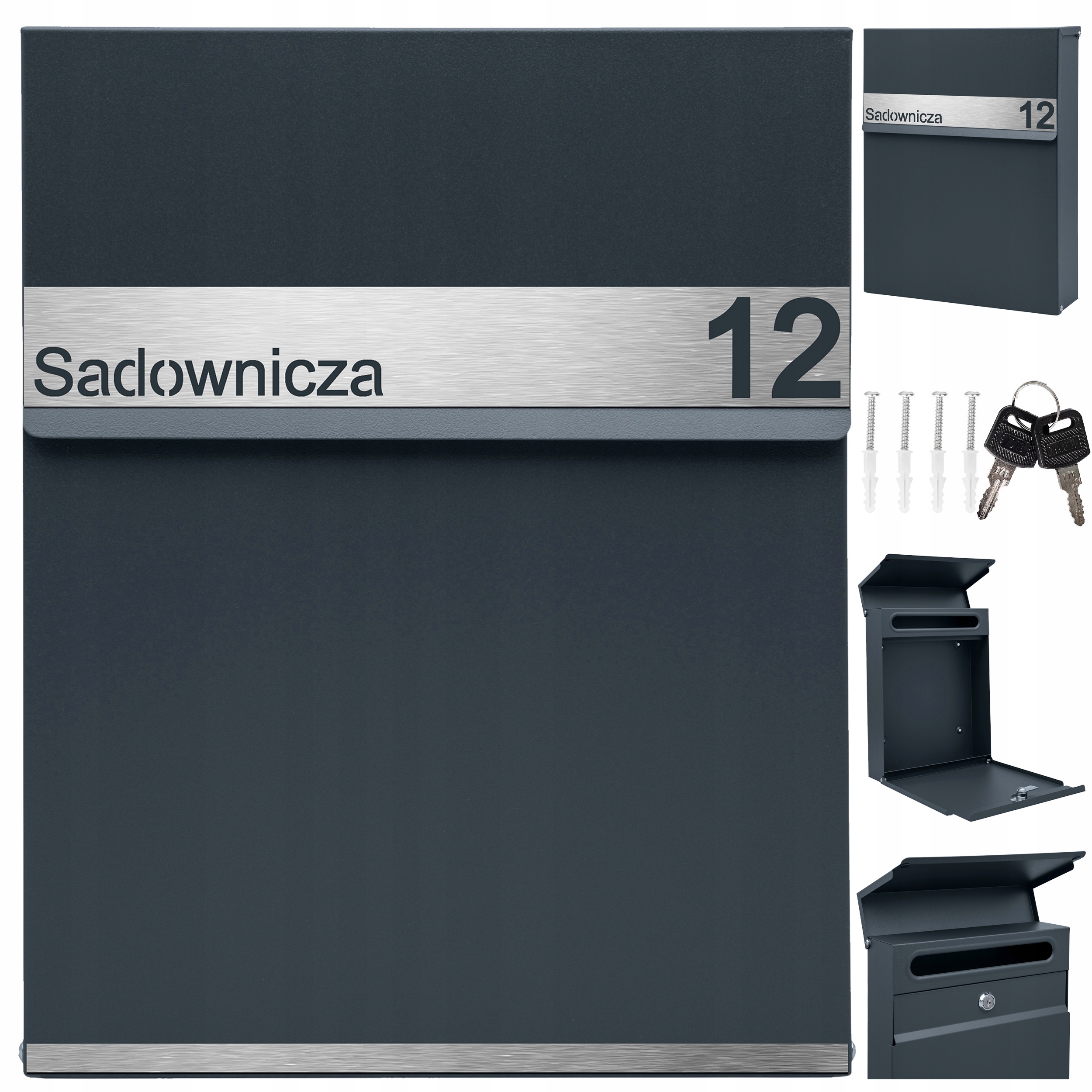 Antracitová Poštovní Schránka Slim Laminátové Gravírování