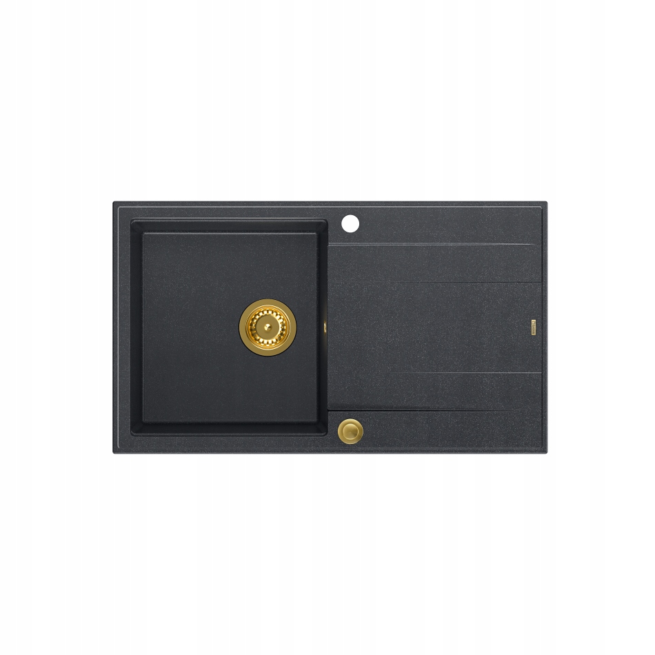 Quadron Evan 111 1-komorový drez 86x50x21 cm čierny so sifónom, zlato