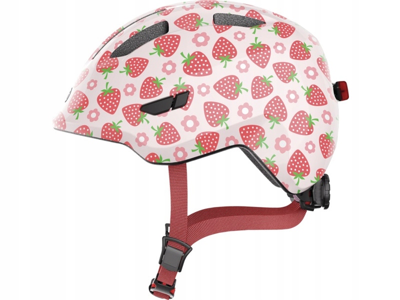 Kask rowerowy Abus Smiley 3.0 Led Strawberry dla Dzieci (rozmiar M)