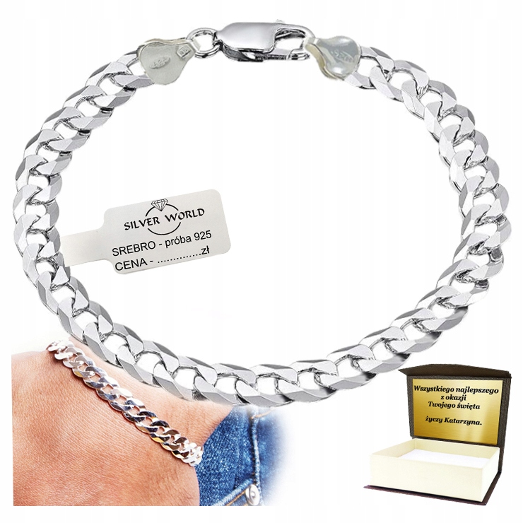 Pánský Náramek Stříbrný 925 Pancíř Plný 7 MM Gravírování Bonus Stříbro 925