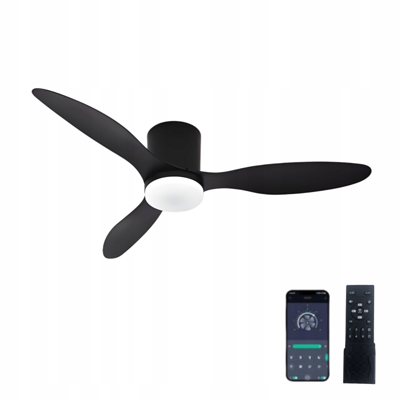 Stropný Ventilátor Ventilátor 106 CM Diaľkový Ovládač App Led Lampa S Vetrákom Čierna