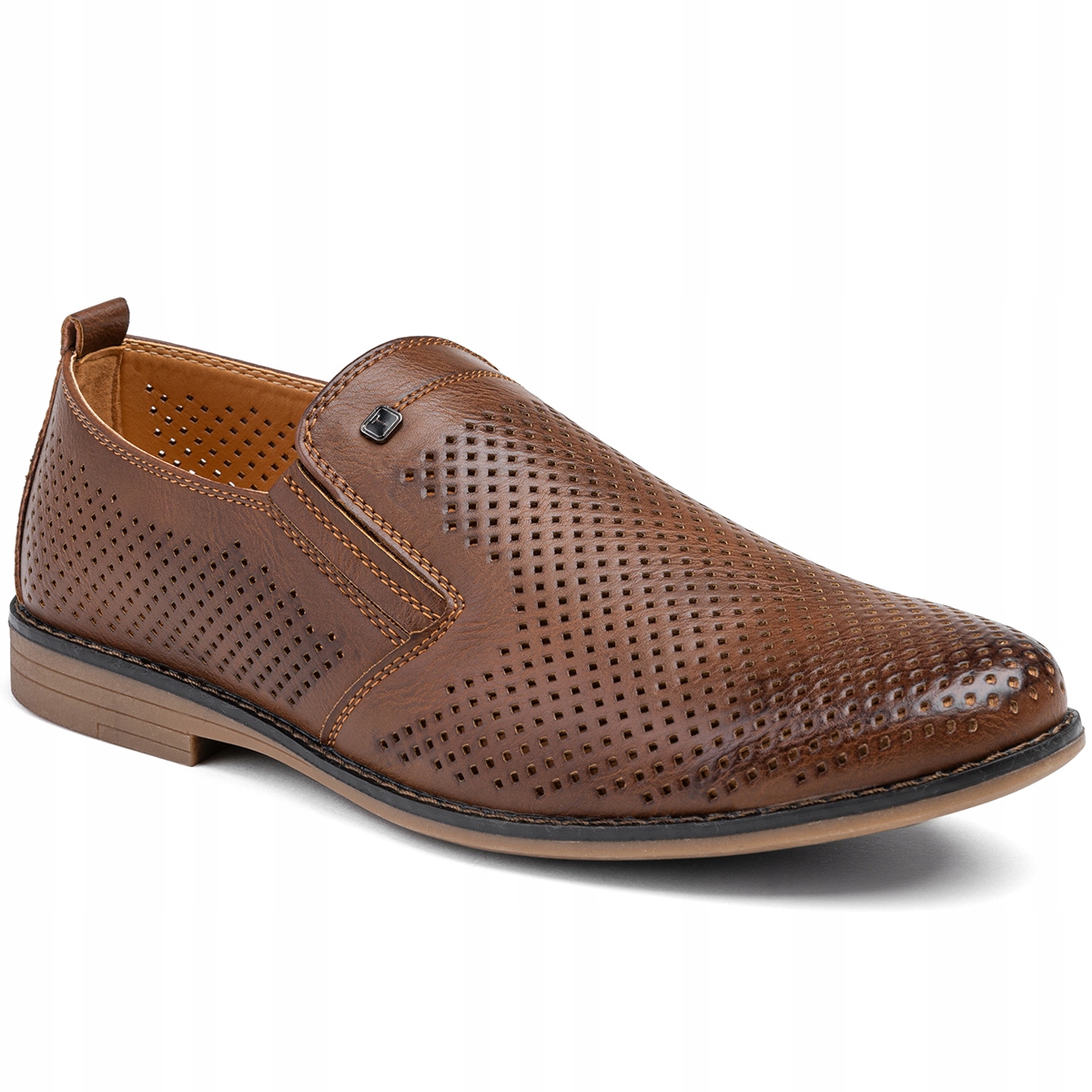 Pánské polobotky vkládací Kůže ažurové mokasíny Vsuvné pohodlné Wojtyłko 41