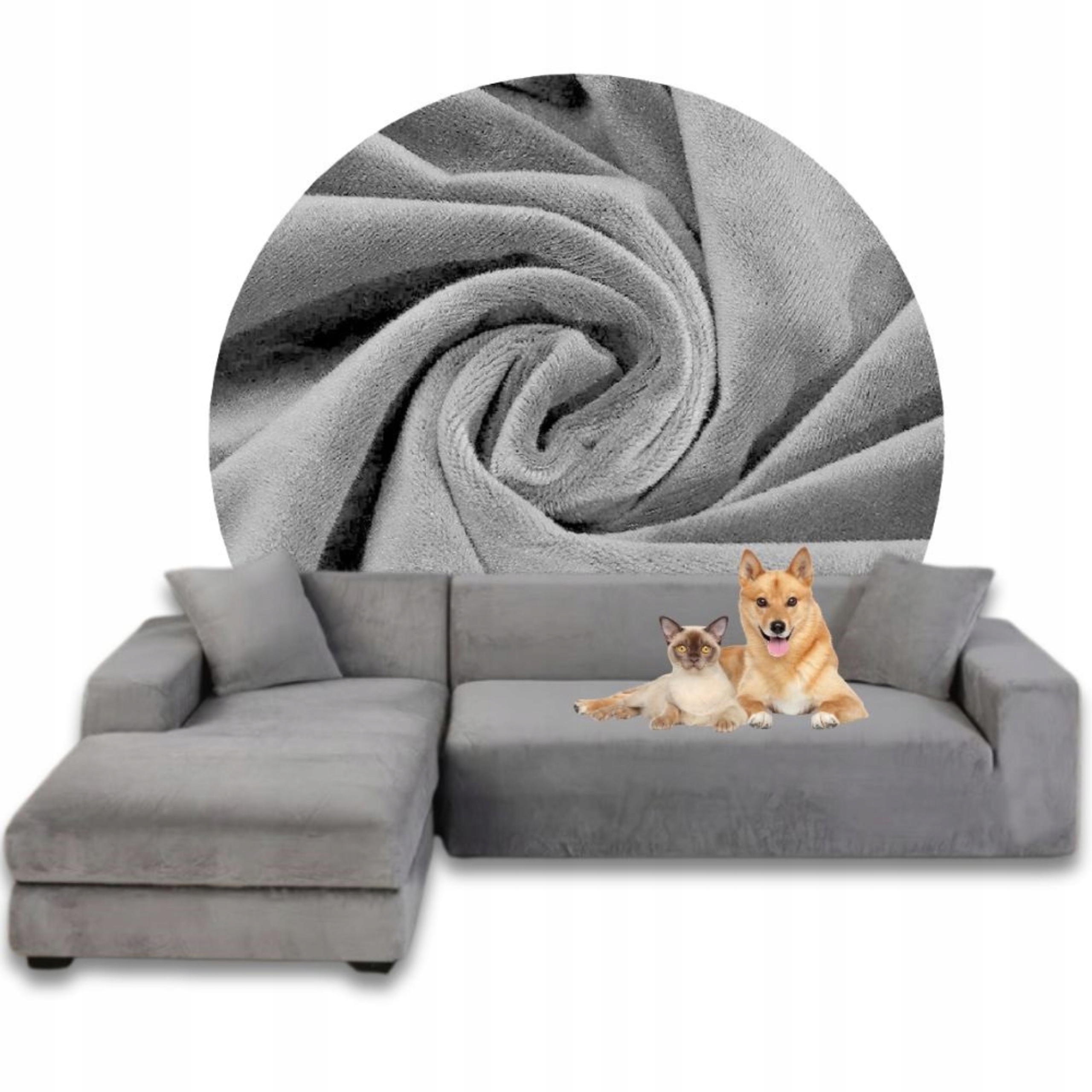 Potah Na Rohovou Pohovku Pohovka Velur Premium Plyš Levý 2+2OS Oeko-tex