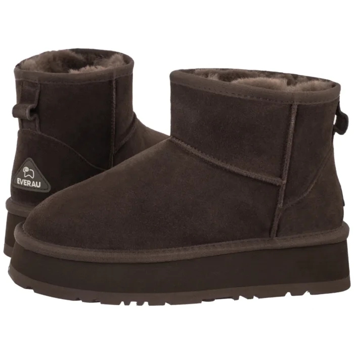Dámské zimní kožené boty Everau Dusky EAU3016 Chocolate, hnědé