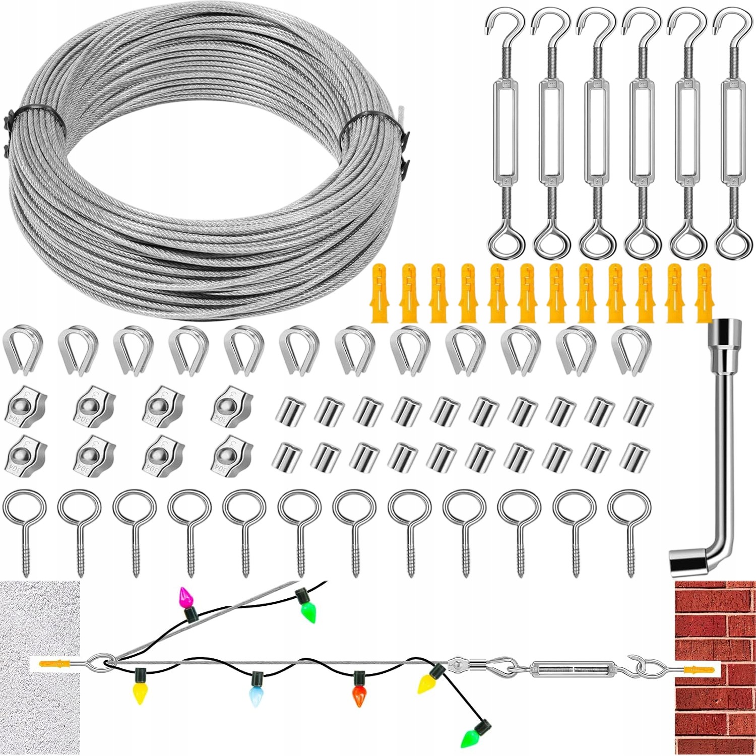 Ocelové Lanko S Pvc Opletením 2 MM 35 M, Pozinkovaný Zahradní Set, Silný