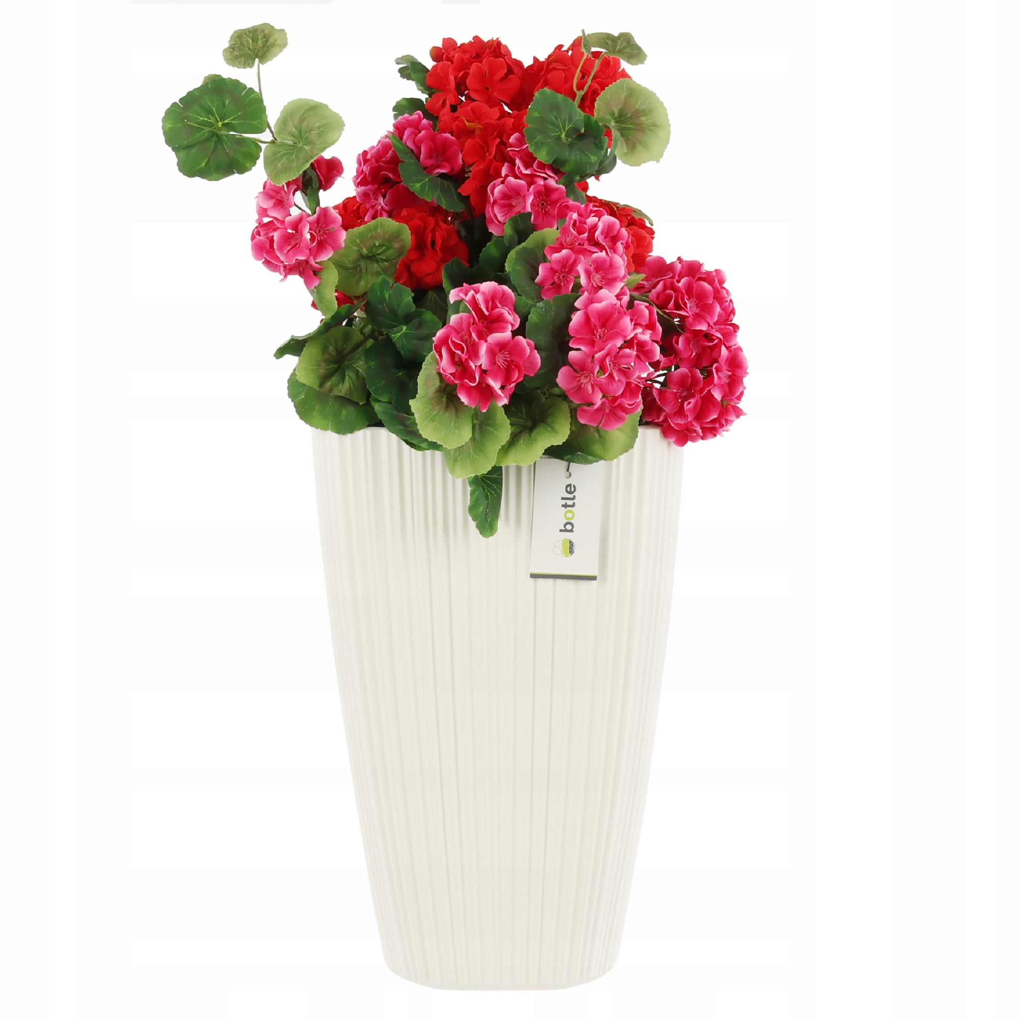 Květináč vysoká vložka čtvercová H 60 cm, bílá, drážkovaná, stylová