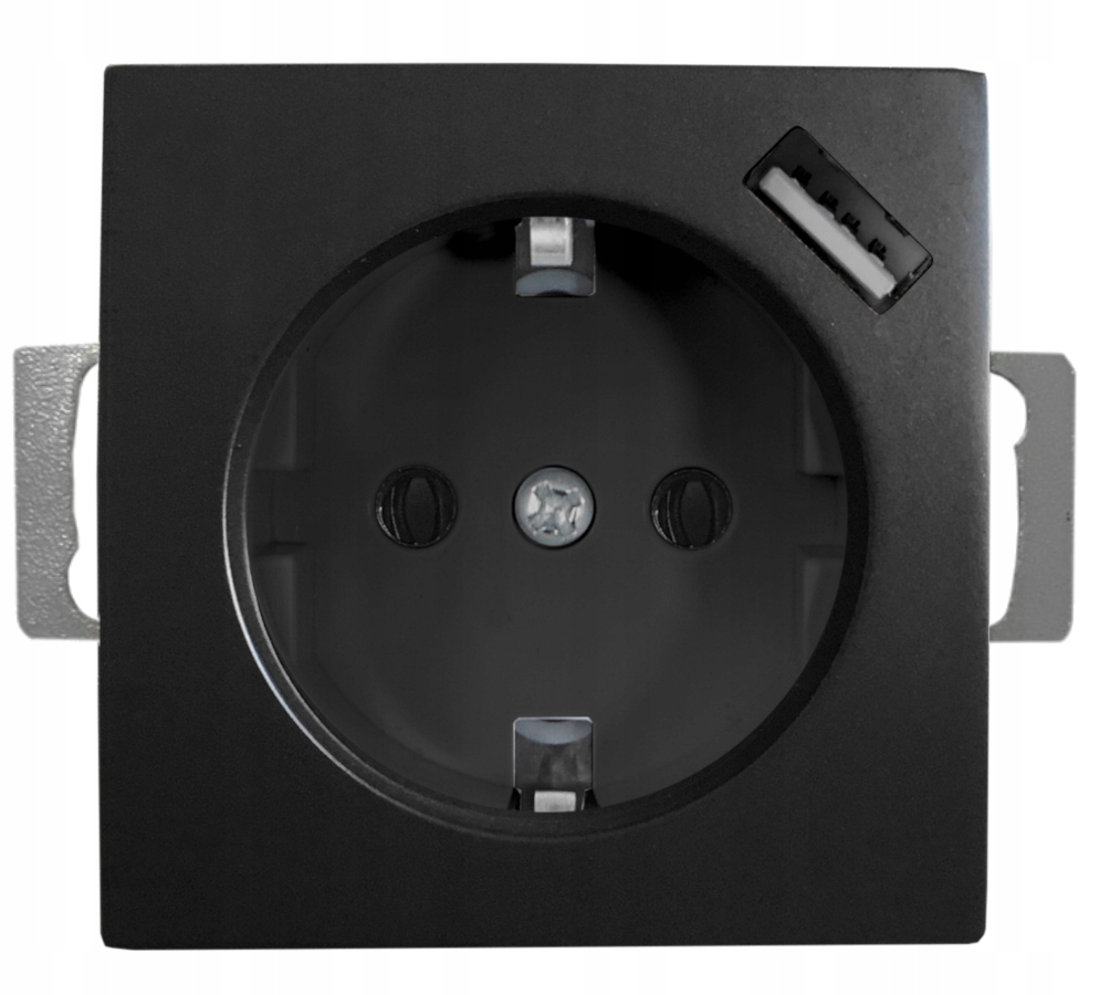 

Quadra Gniazdko Schuko Podtynkowe Usb Czarne Mat