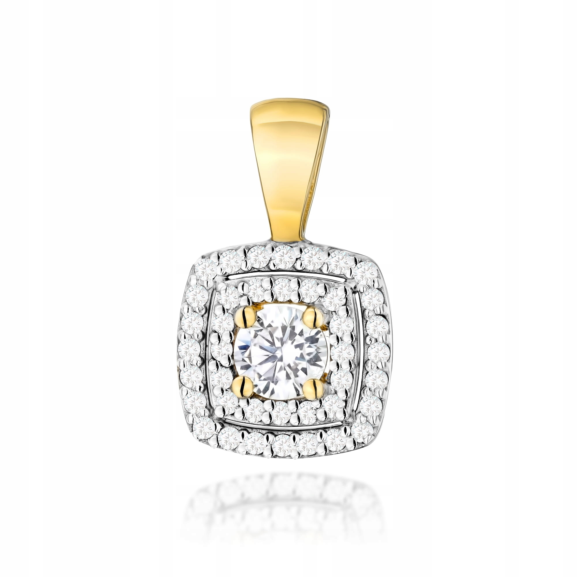 Přívěsek ze zlata ryzosti 585, čtvercový s briliantovými diamanty, 1.3 g