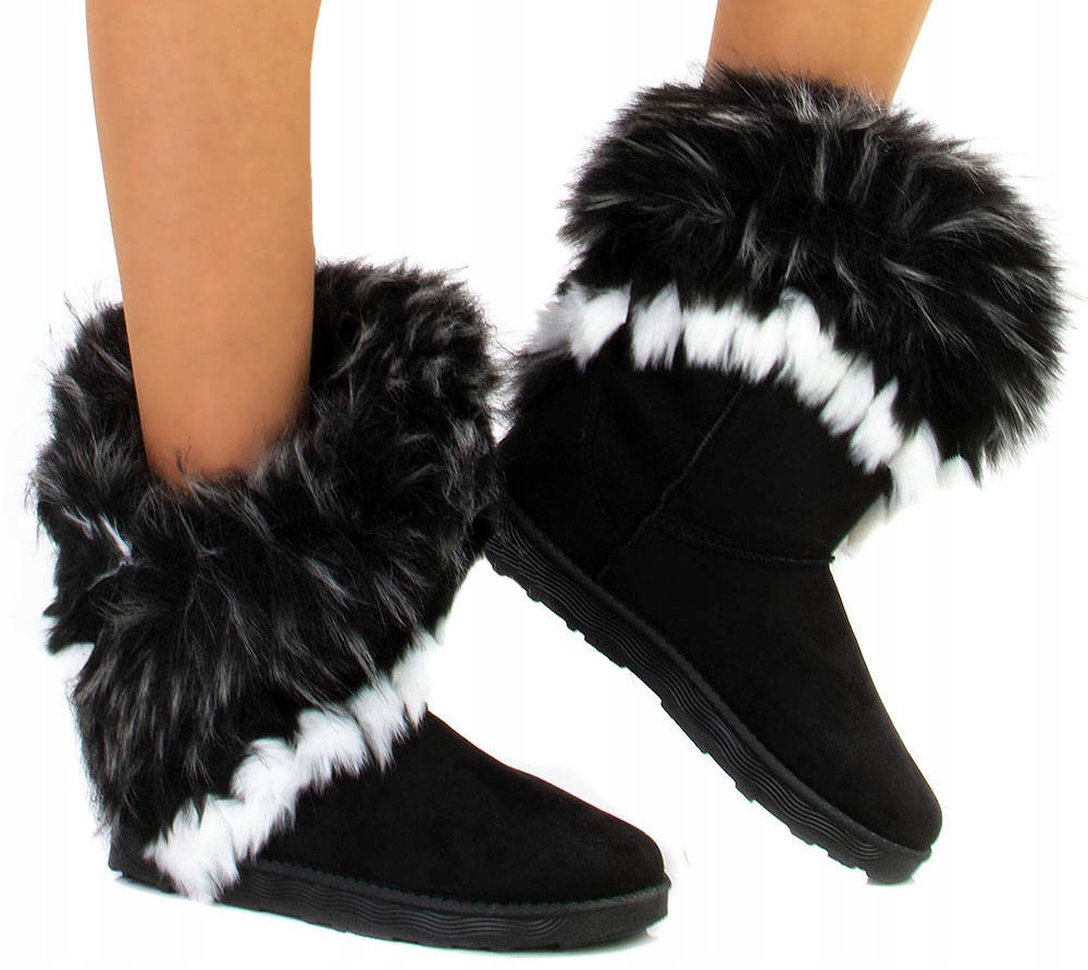 CZARNE CIEPŁE ŚNIEGOWCE Z FUTERKIEM BOTKI 37 Rozmiar 37