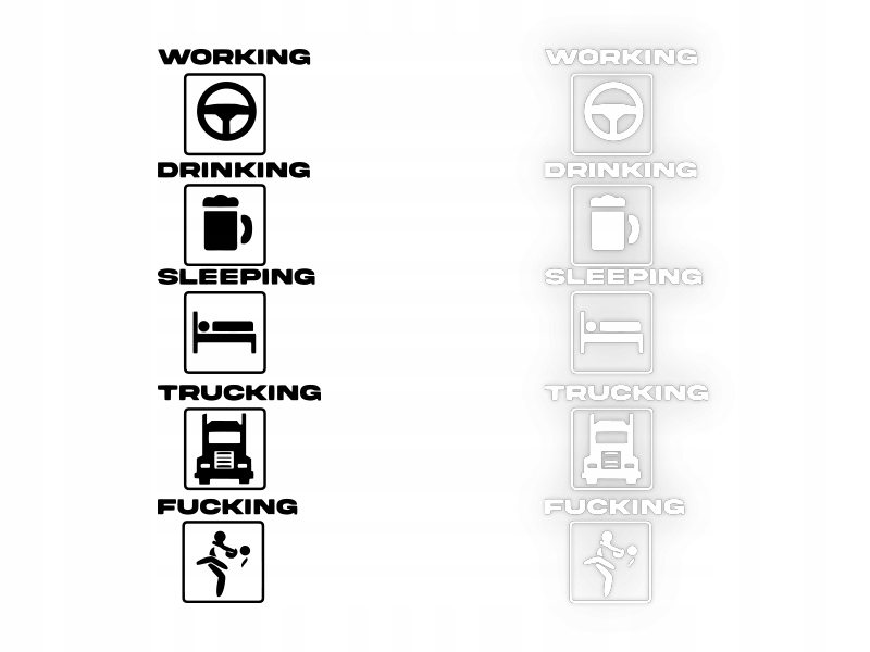 WORKING DRINKING SLEEPING... - Naklejka na samochód na auto KOLOR