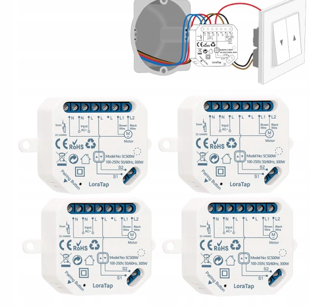 LoraTap Vstavaný prepínač WiFi Smart: reléový modul pre rolety