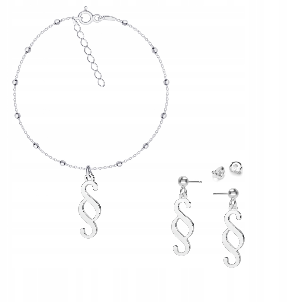 Paragraf Stříbrný kuličkový komplet šperků stříbro 925 Dárek pro právníka