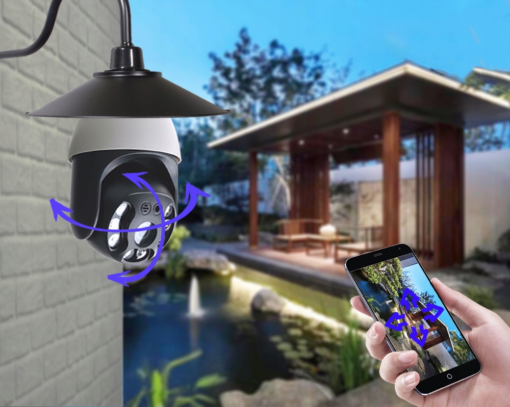 KAMERA OBROTOWA ŻARÓWKA E27 WI-FI 5Mpix ZEWNĘTRZNA Technologia IP