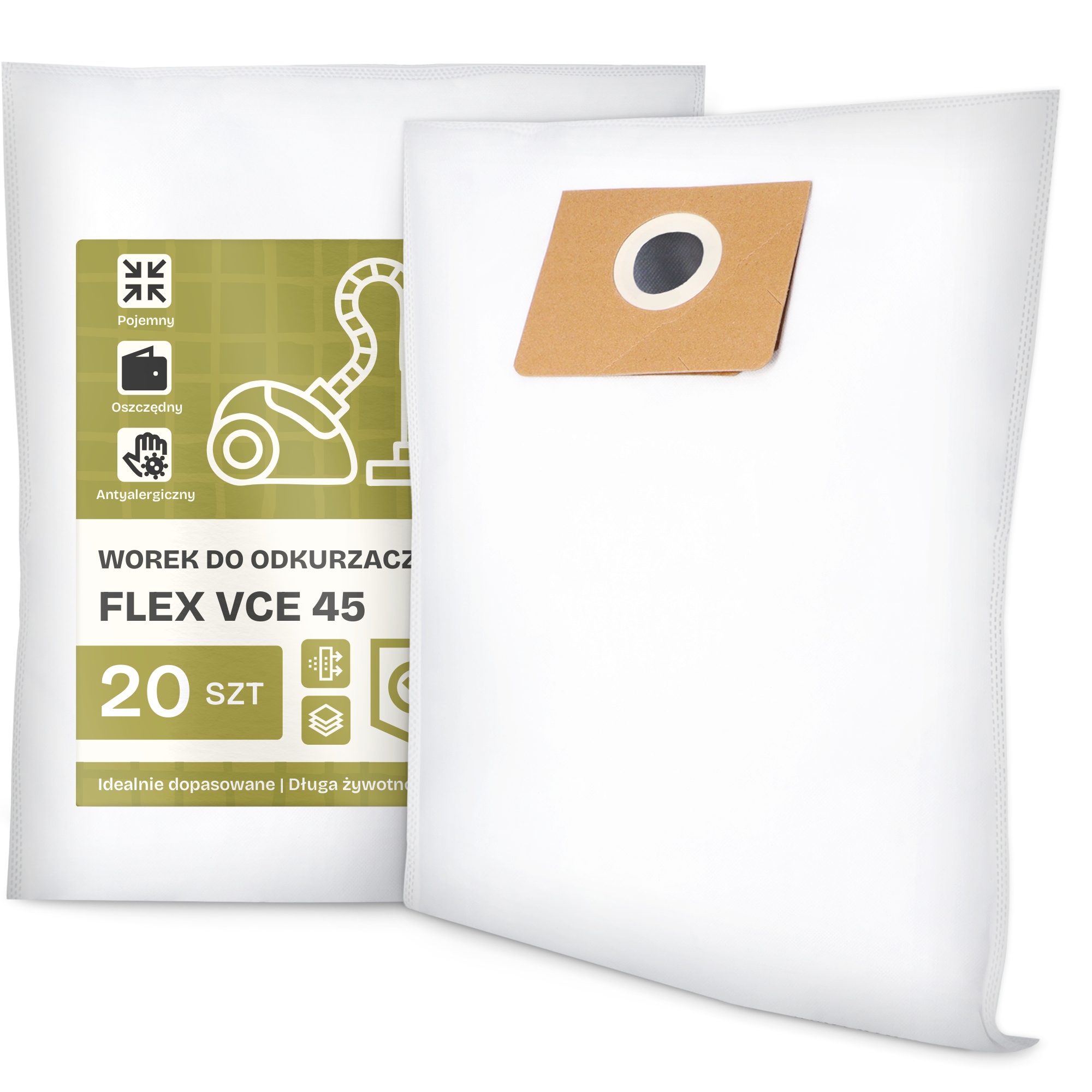 20 x Sáček Pro Vysavač Flex Vce 45 Syntetický Velký Silný Sáček Sáčky G9