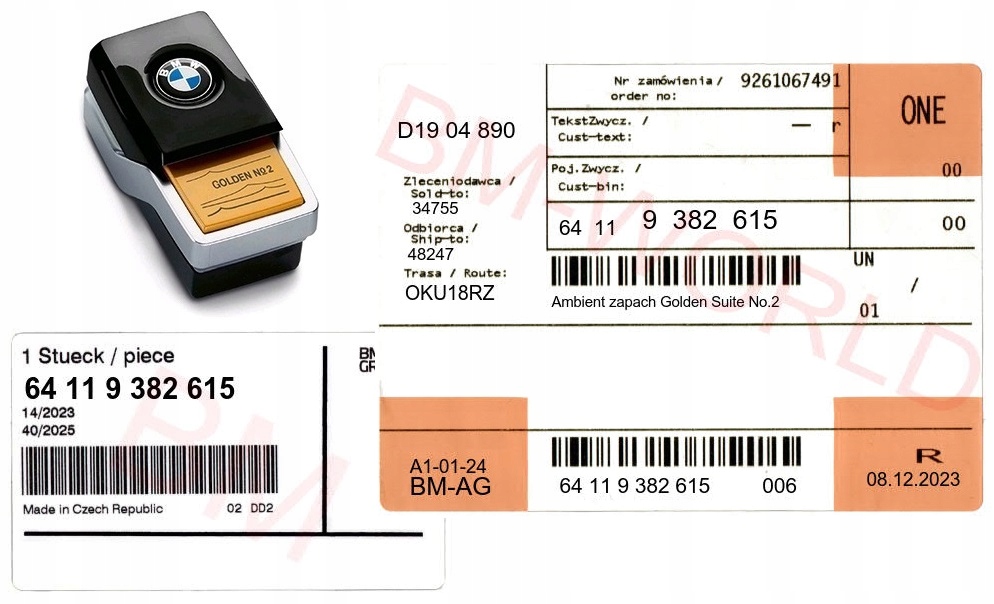 Nový originální Oe Bmw náplň vůně Ambient Golden Suite No.2 Bmw s Aso