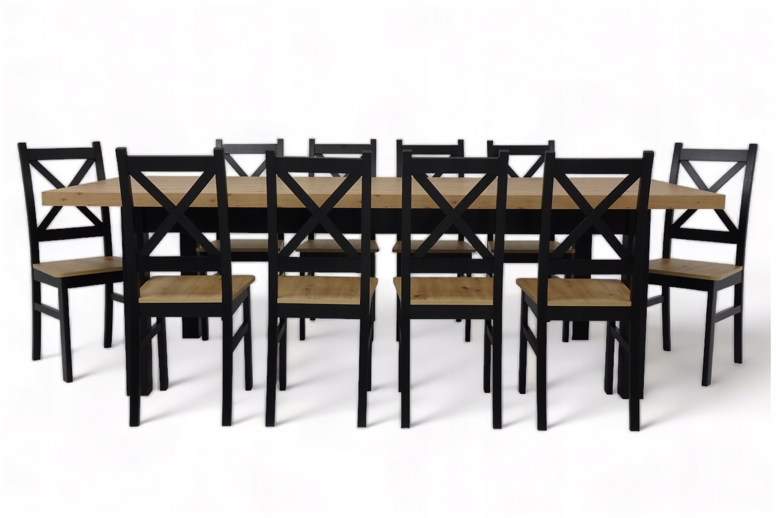 Masywny stół rozkładany 100x200/300 10 krzeseł