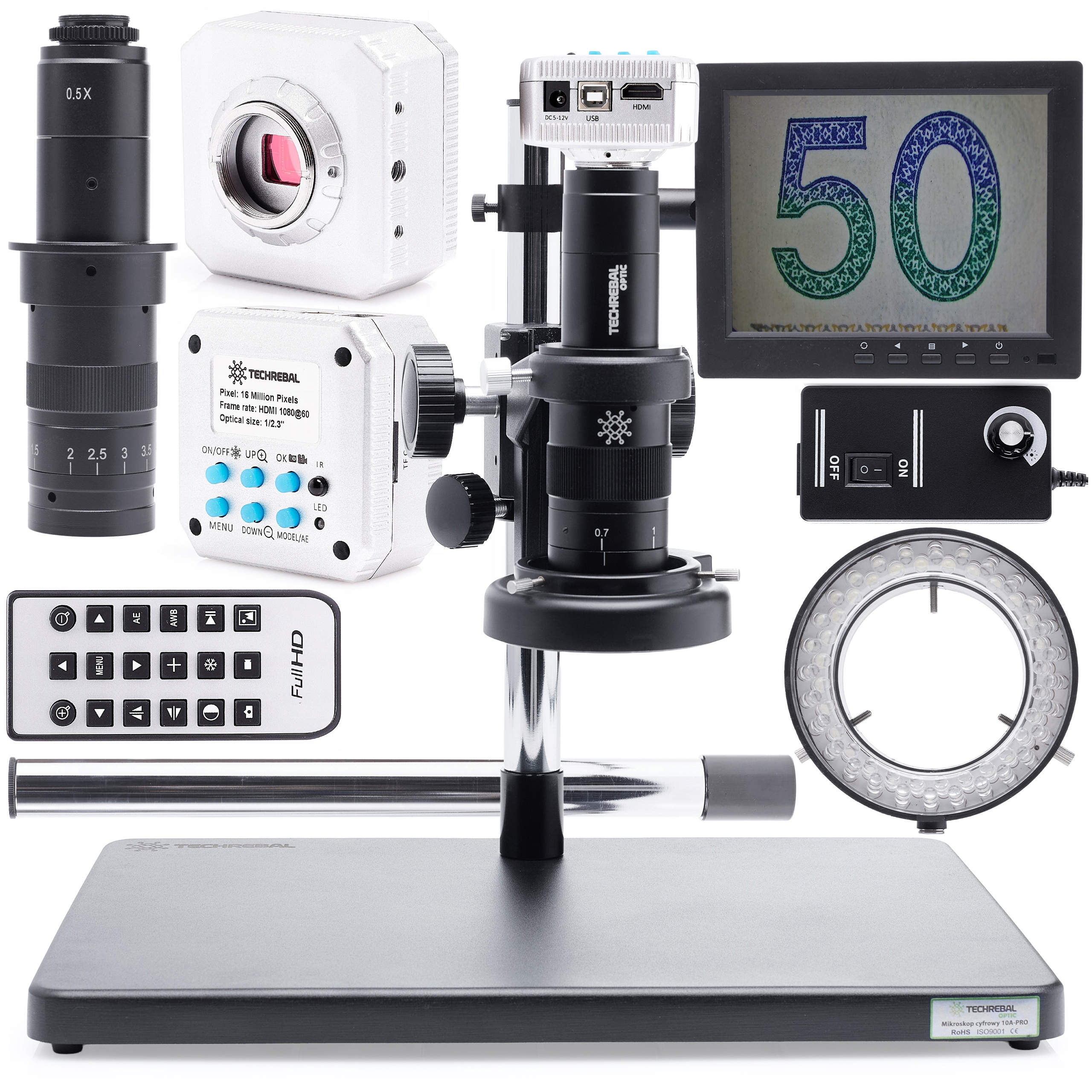 Digitální Mikroskop Pro Pájení Klenotnictví Kamera Displej Držák Osvětlení