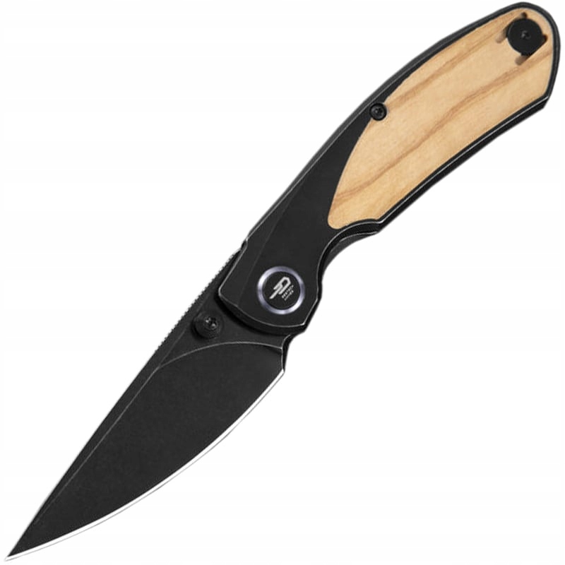 Zavírací Nůž Bestech Knives Lito černý kamenný wash/titan olivové dřevo