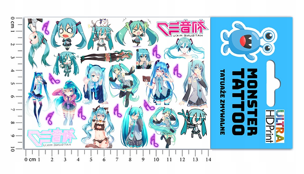 ZESTAW NAKLEJKI + TATUAŻE DLA DZIECI DZIECIĘCE HATSUNE MIKU JAKOŚĆ Marka Inna