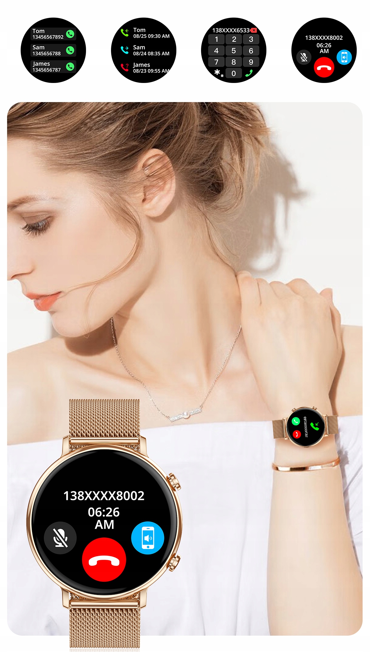 SMARTWATCH ZEGAREK DAMSKI POLSKIE MENU ROZMOWY POWIADOMIENIA SPORT 4 PASKI Stan opakowania oryginalne