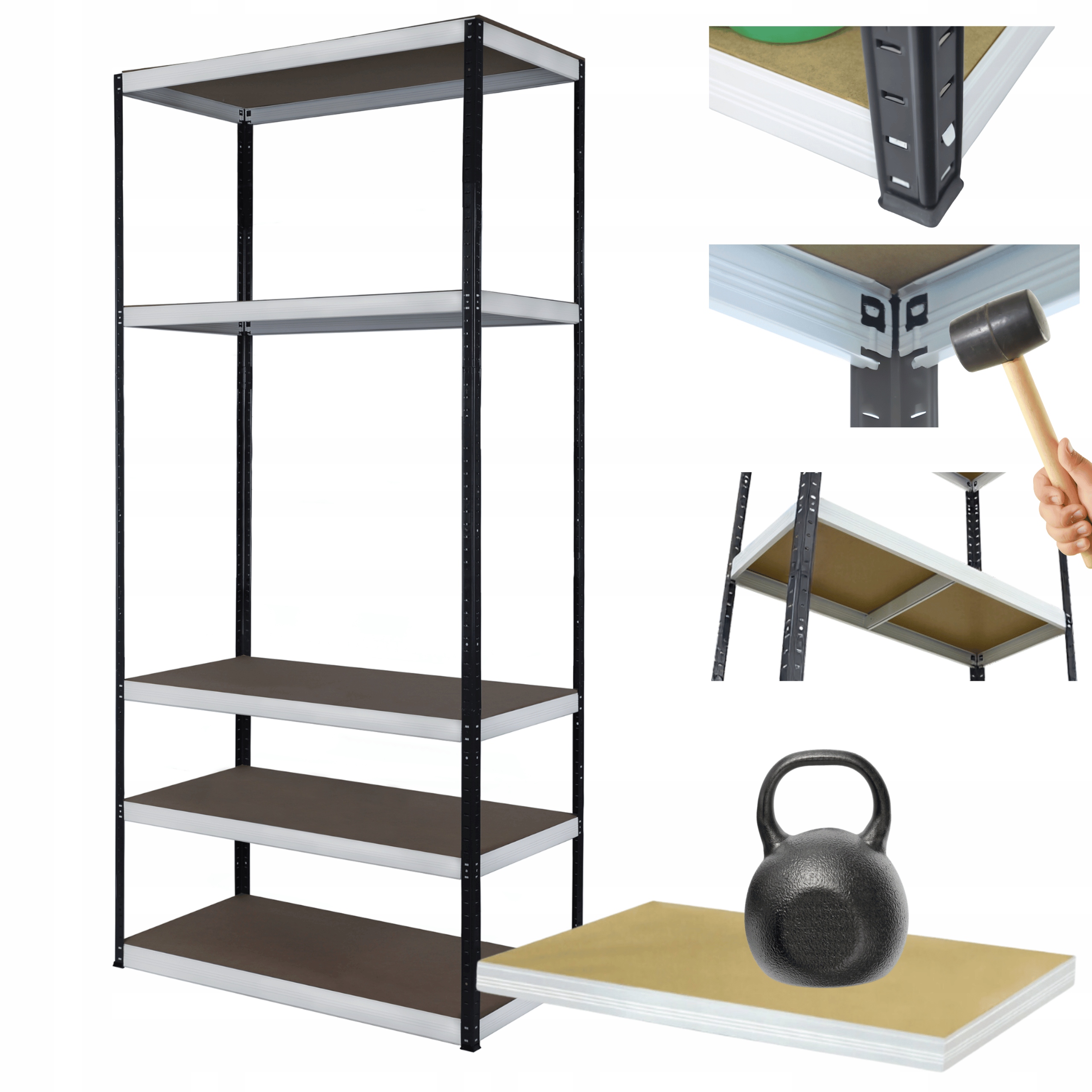 Kovový skladový regál Helios 196x100x40 cm 5Px175 kg Poľský Trvanlivý