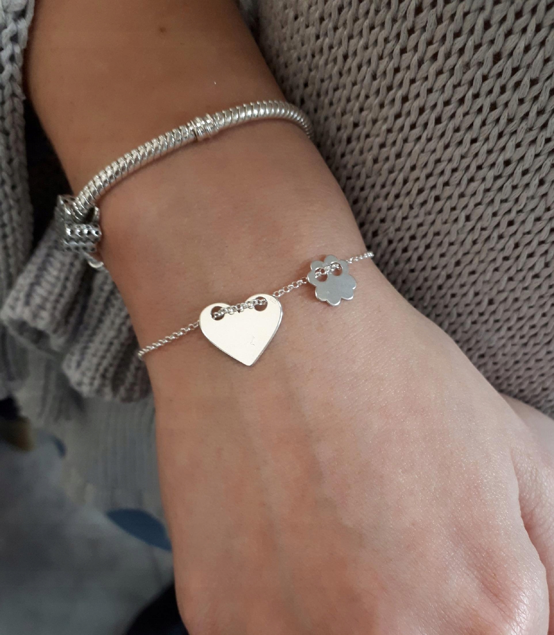 

Srebrna bransoletka serce koniczynka Grawer Dow Dł