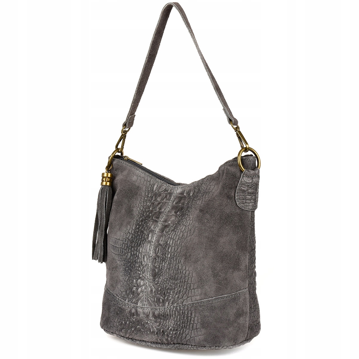 Kožená semišová kabelka Croco shopper velká