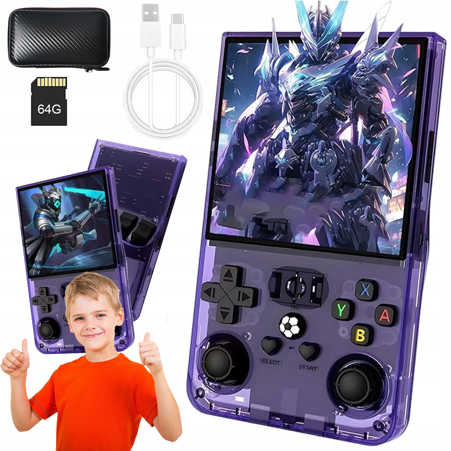 Przenośna Przenośna Konsola Do Gier Retro R36MAX 18000 Gier 64G Fioletowy