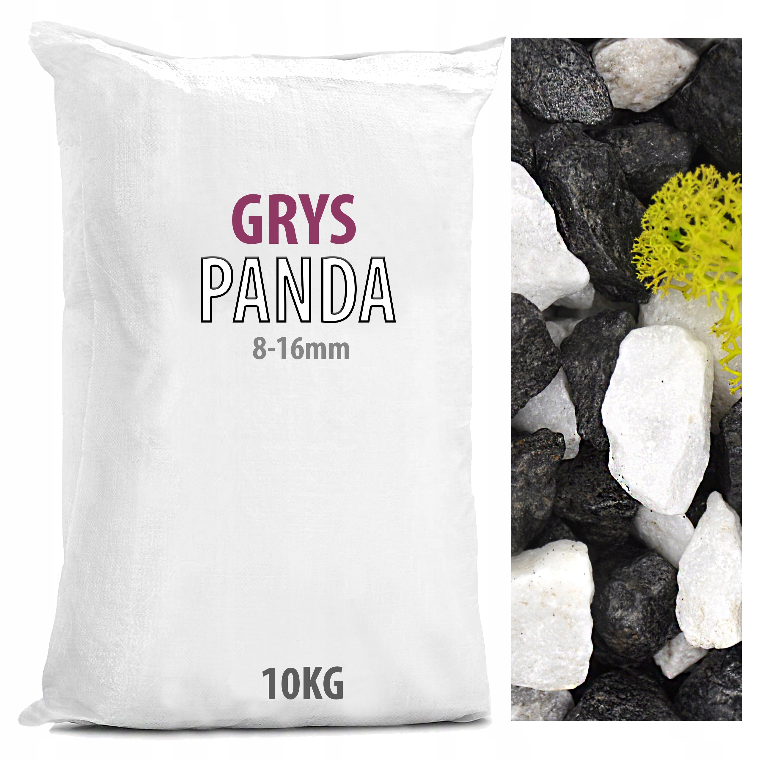 

Grys Ozdobny Panda Czarno Biały Żwir 8-16mm 10KG