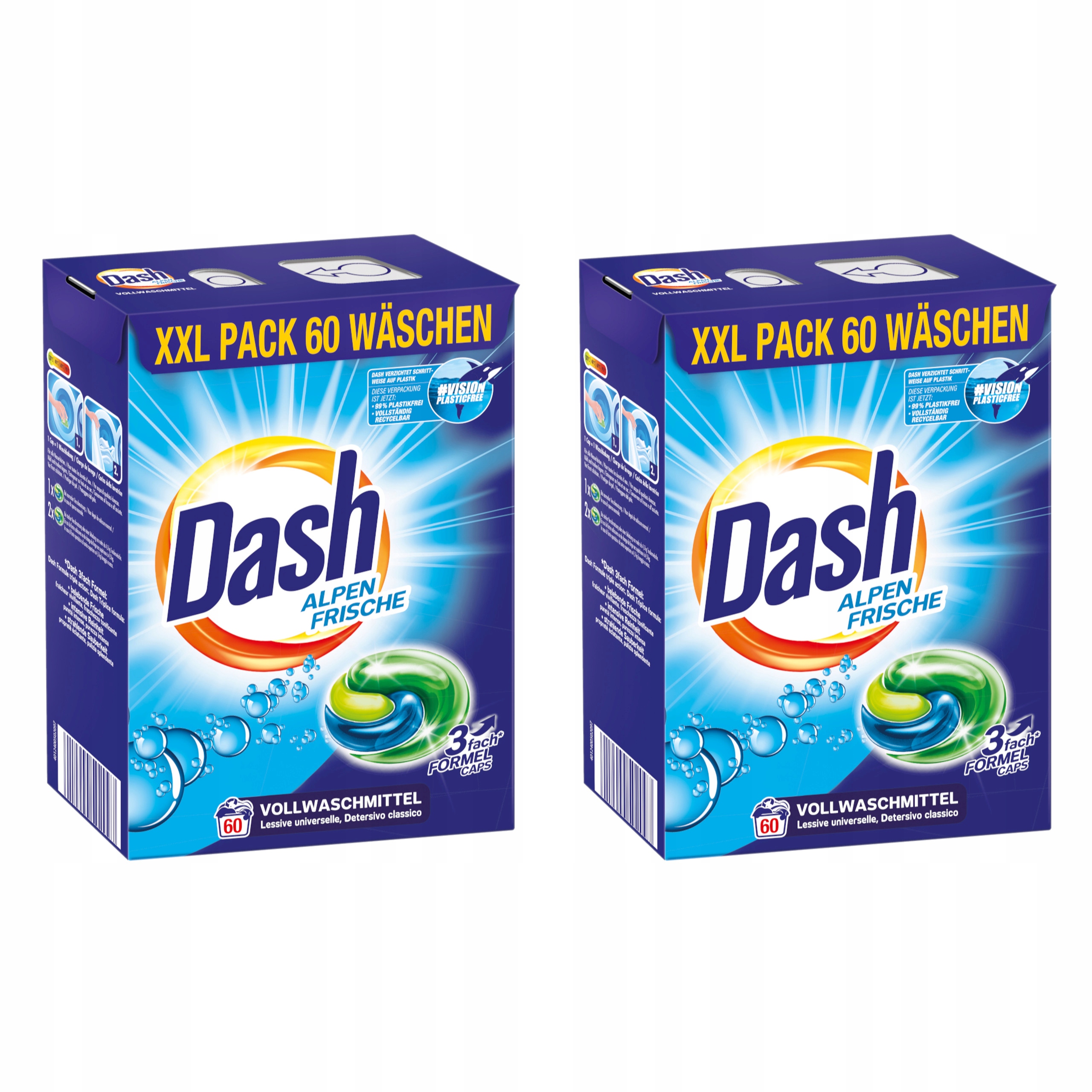 2x Dash Frische Kapsle na praní bílého prádla německé De 3in1 60ks