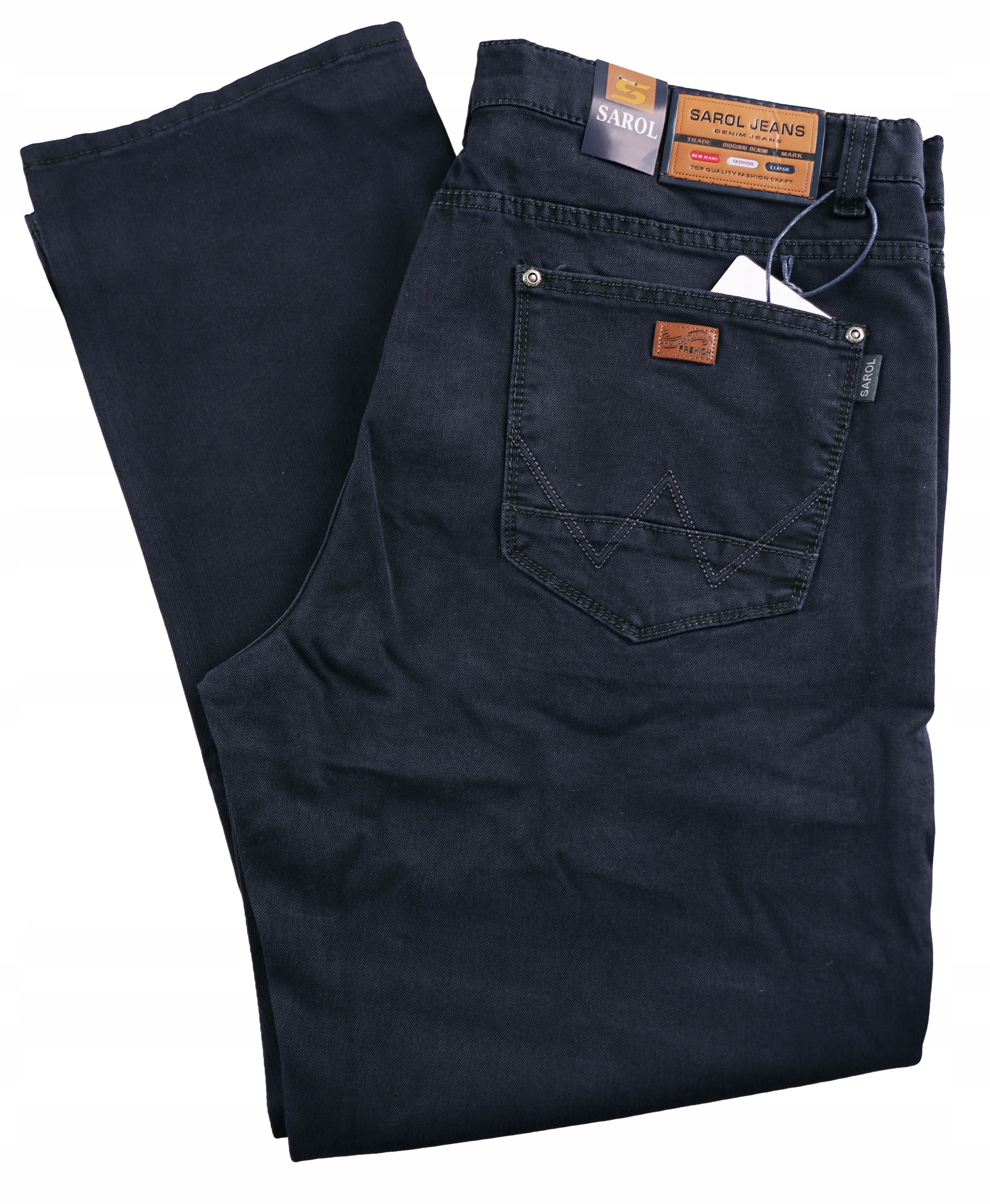 Spodnie Męskie Bawełniane Szare Dżinsowe Sarol Jeans W43 L32 Pas 112-116 CM