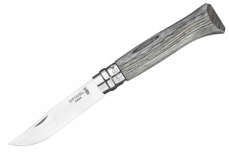 Nóż Opinel Laminated Grey Natural No. 08 stal nierdzewna