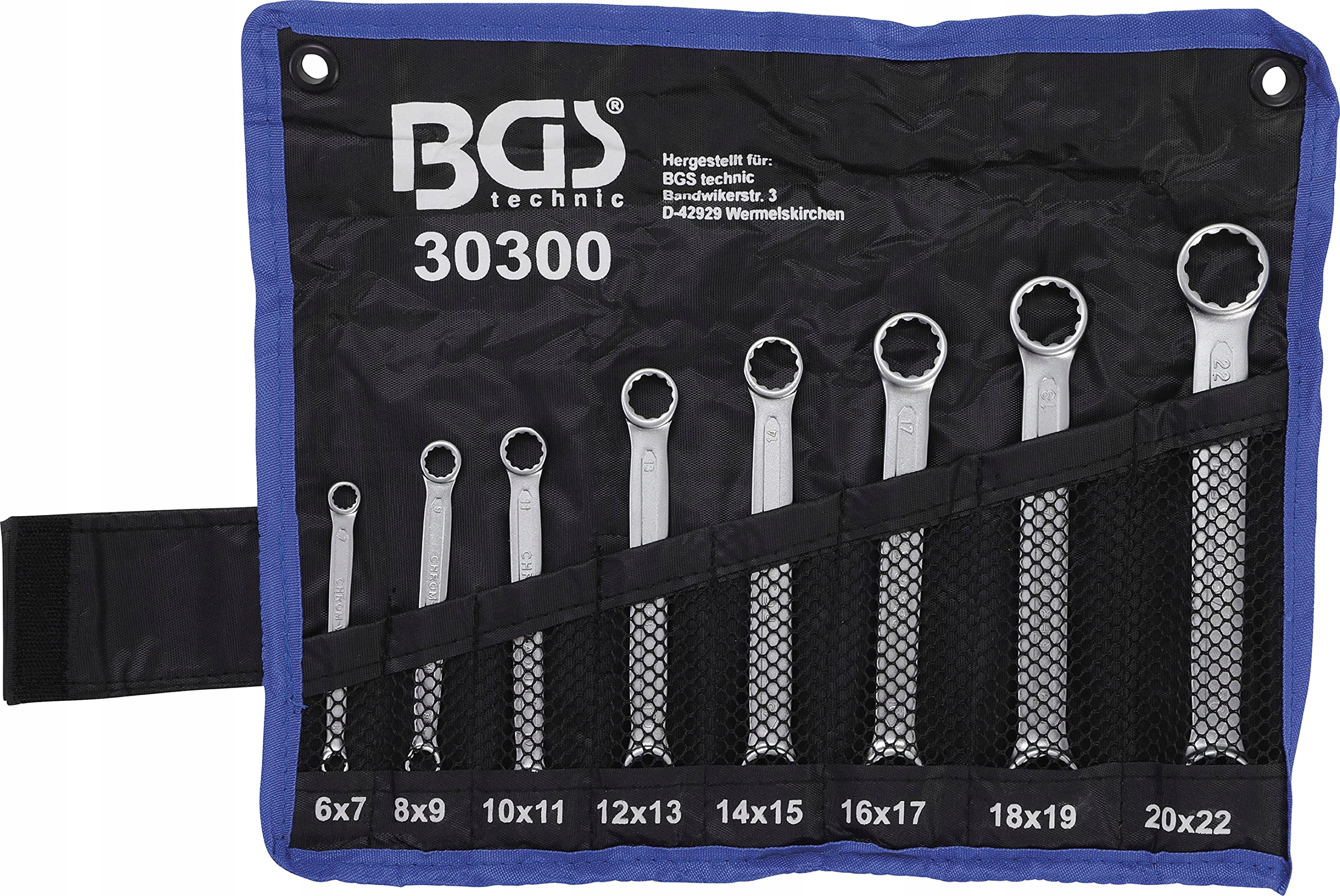 BGS Zestaw Kluczy Płasko-Oczkowych Extra Płaskie 6-22 mm 8 Sztuk — miniatura 4