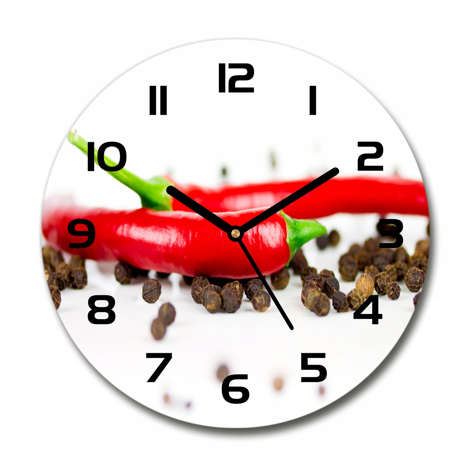 

Zegar szklany okrągły Chilli i pieprz fi 30 cm