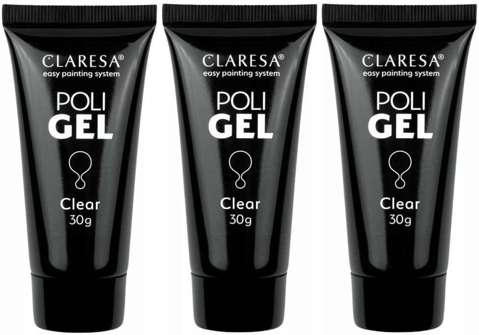 3 x Claresa Poli Budovací gel Clear 30 g pro prodlužování nehtů bez zápachu