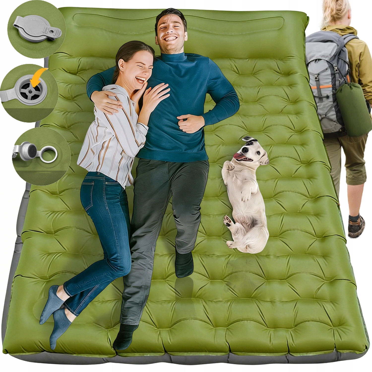 Materac Dmuchany Dwuosobowy Składany Karimata Turystyczny Z Poduszką Mata