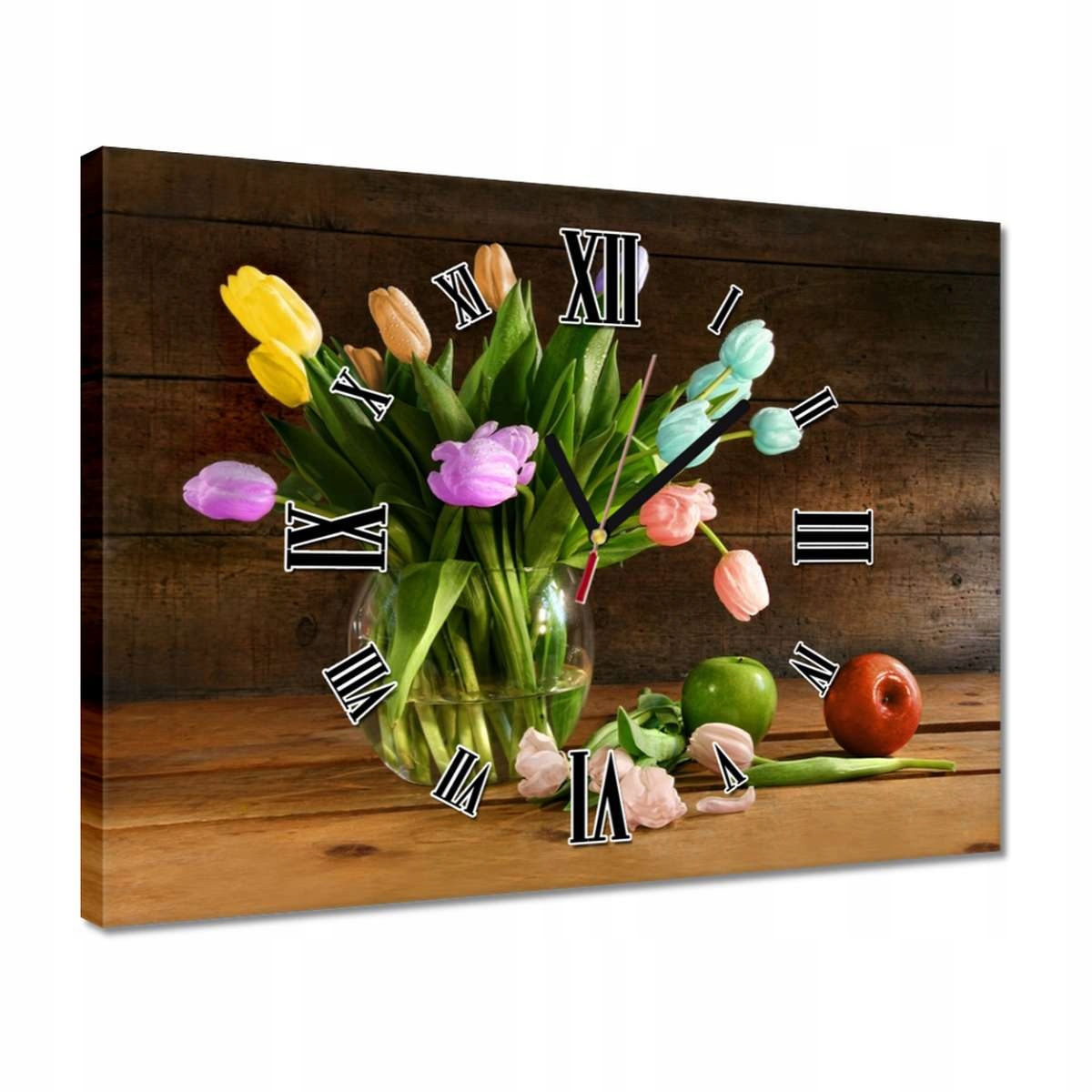 Hodiny 40x30 Kytice barevných tulipány