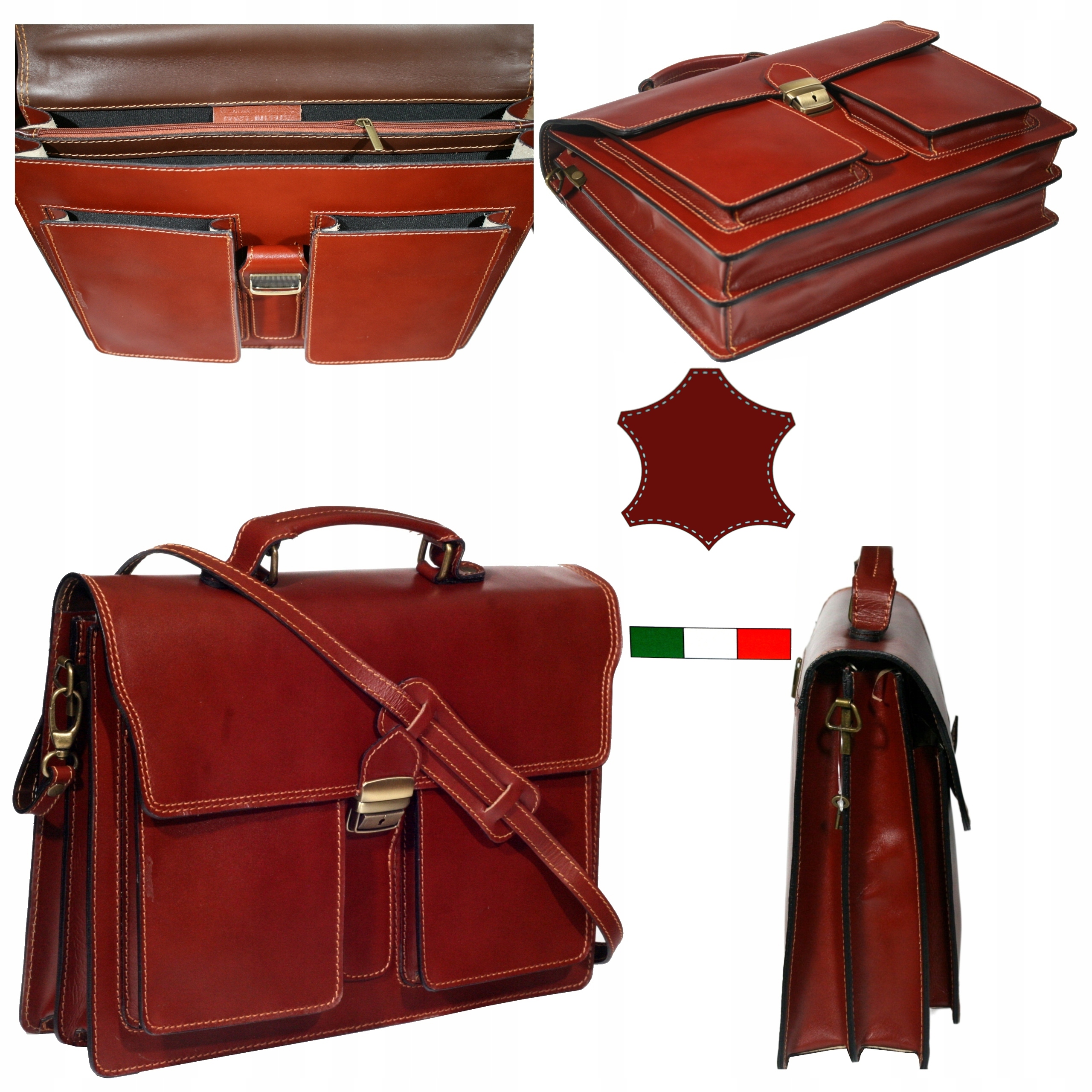 Pánská kožená taška přes rameno na notebook 15 pánská hnědá italská A4