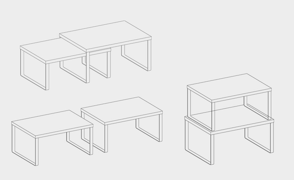 Organizer na blat kuchenny Półki stojące na blat ZESTAW dwóch półek na blat Wysokość mebla 15.5 cm