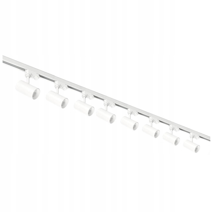 3-fázové kolejnicové osvětlení 2m+2m, 14x lampa, jednoduchý spojovací prvek Bílá
