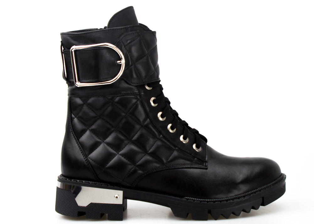 

Czarne Skórzane Botki Workery Pikowane Stylowe 38