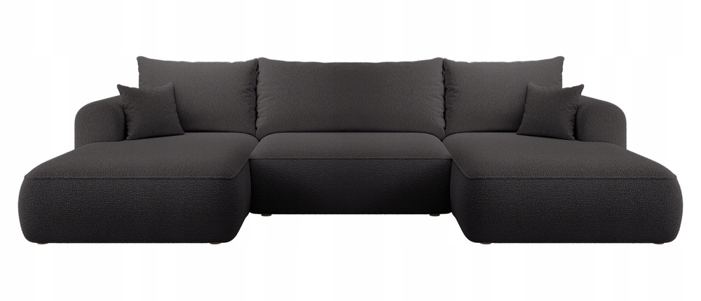 Rohová Sedací Souprava s funkcí spaní Ovo U-tvarovaná tmavě šedá univerzální boucle