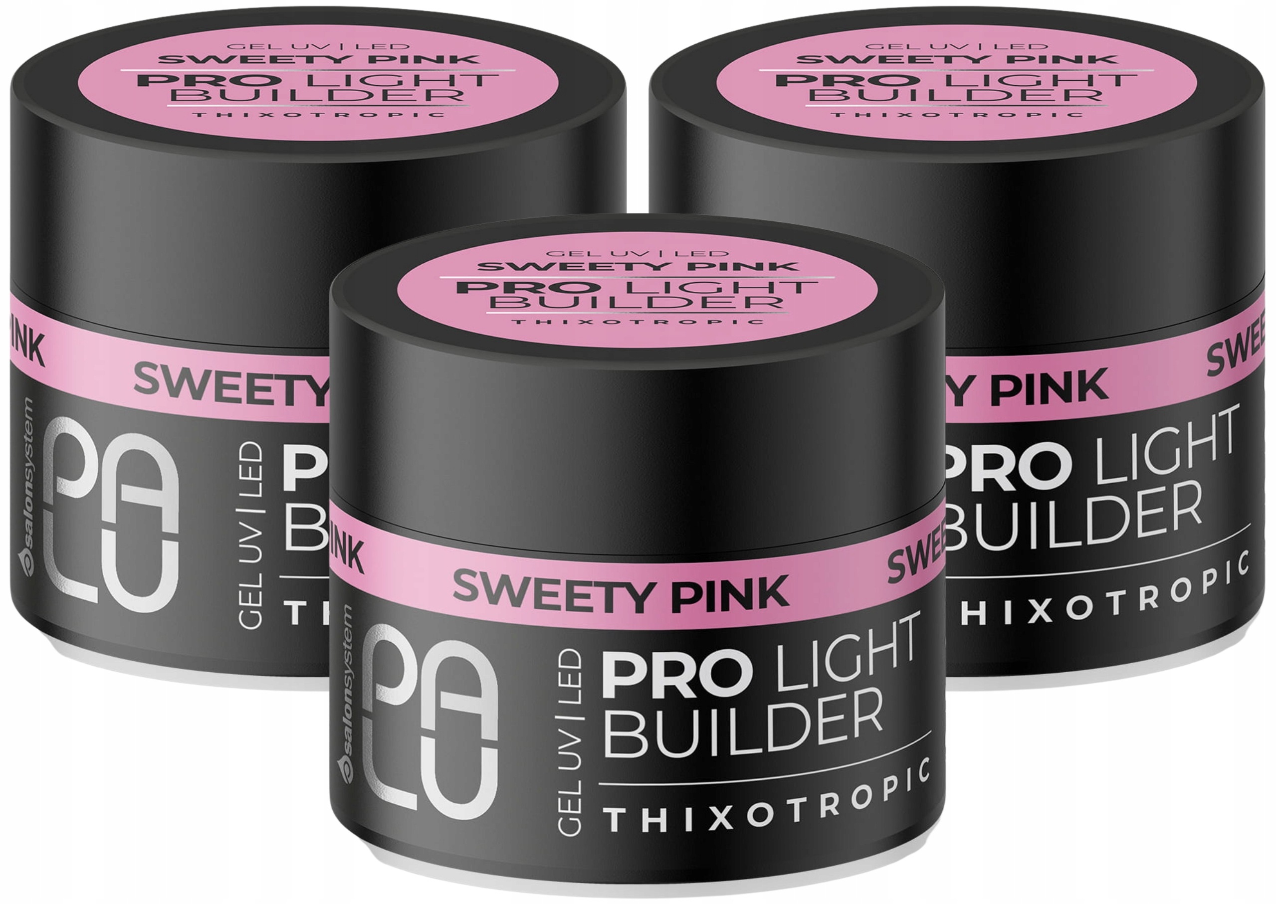 3 kusy Palu Stavební Gel na nehty Sweety Pink 45 g Intenzivní lesk
