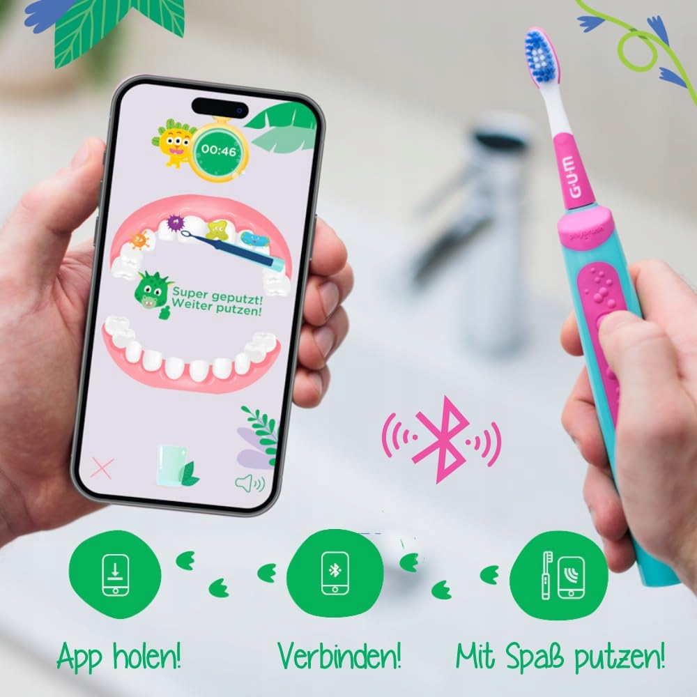 GUM Playbrush Junior Szczoteczka Elektryczna Dla Dzieci 6+ Różowa — miniatura 5