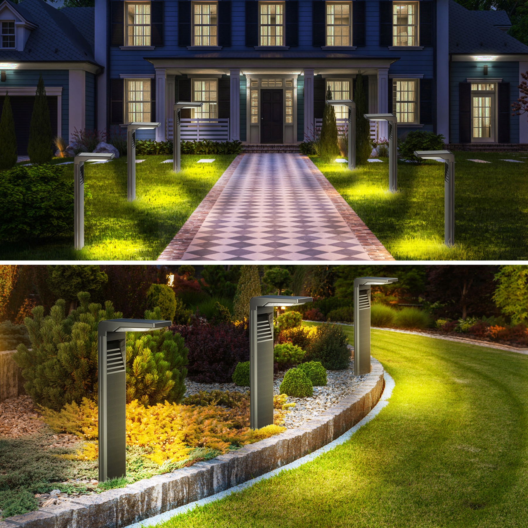 LAMPA SOLARNA LED SŁUPEK OGRODOWY WBIJANY SZPIKULEC CZUJNIK ZMIERZCHU 4 SZT Rodzaj gwintu zintegrowane źródło LED